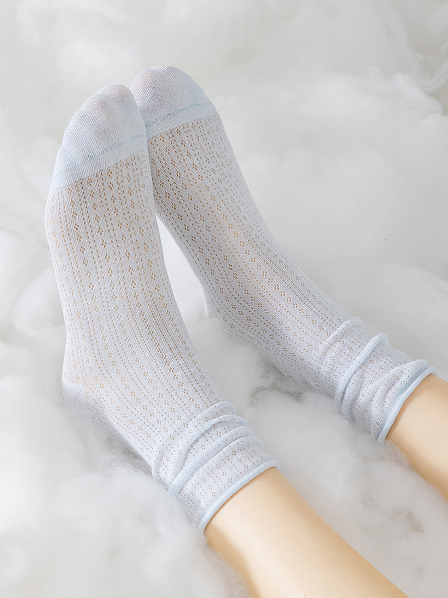 6 Pairs Woen Solid Thin Cotton Socks CX002 BUYKUD