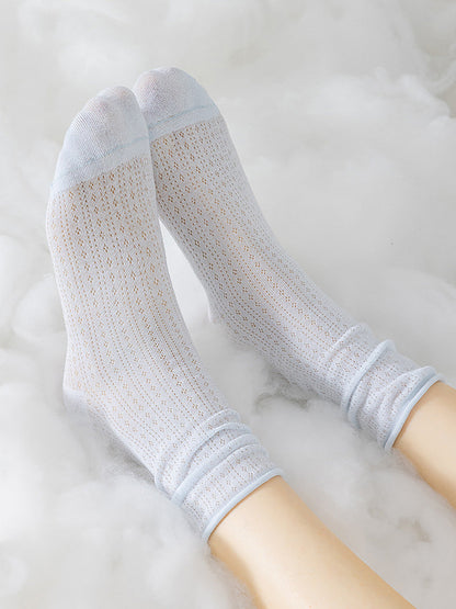 6 Pairs Woen Solid Thin Cotton Socks CX002 BUYKUD