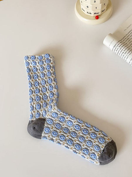 5 Pairs Women Auutmn Artsy Floral Socks AT1009 BUYKUD