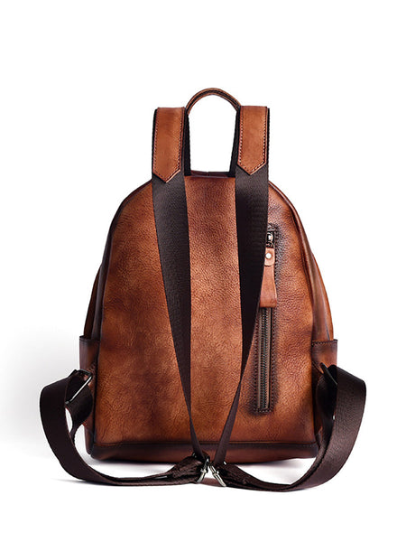 Women Retro Leather Zipper Large Capacity Backpack AH1079 AMRMY