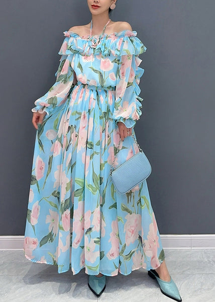 Women Orange Slash Neck Cold Shoulder Patchwork Long Dress Long Sleeve AO1024 JDML-FDL240909