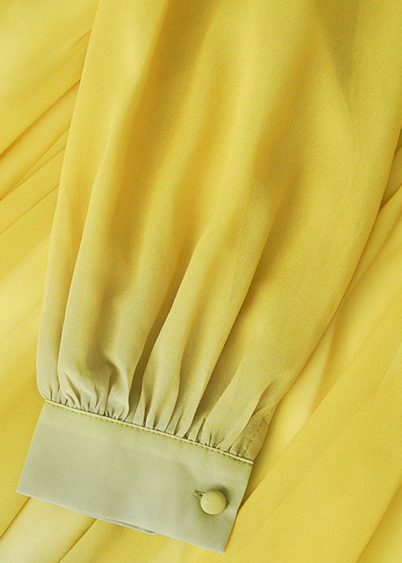 Dress Fall Button Chiffon Gradient Wrinkled Color Ankle Italian FashionChic