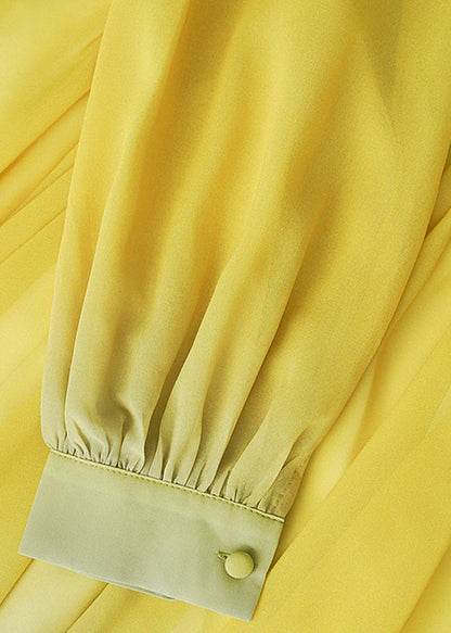 Dress Fall Button Chiffon Gradient Wrinkled Color Ankle Italian FashionChic