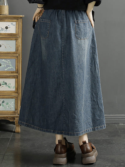 Women Summer Casual Cat Fish Embroidery Denim Skirt KL1008 Ada Fashion