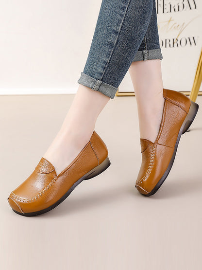 Women Summer Soft Leather Solid Stitching Flat Shoes PP1031 BC