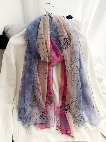 Women Colorblock Print Travel Shawl Scarf SC1037 Ada Fashion