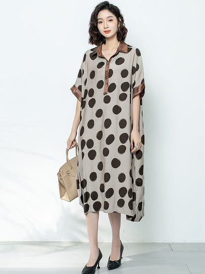 Women Summer Casual Dot Print Claf-Length Dress AS1044 Ada Fashion