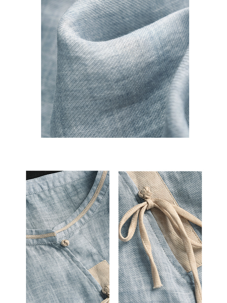 Women Ethnic Summer Spliced Ramie Shirt SC1022 Ada Fashion