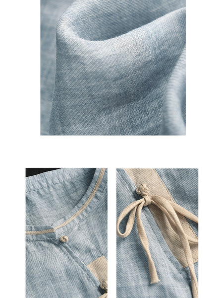 Women Ethnic Summer Spliced Ramie Shirt SC1022 Ada Fashion