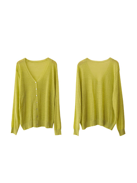 Women Spring Solid Casual V-Neck Knitted Shirt SC1009 Ada Fashion