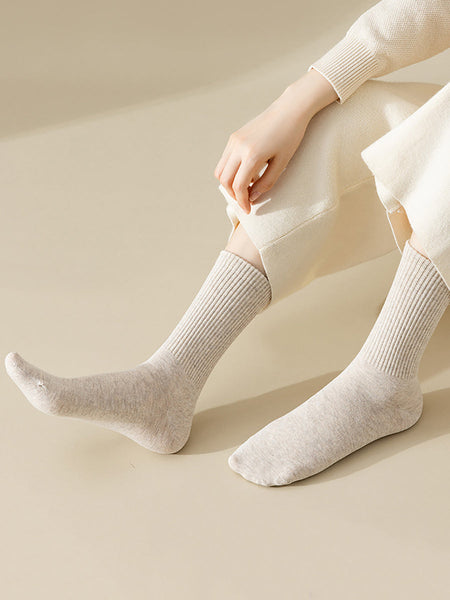7 Pairs Women Winter Casual Solid Cotton Socks WU002 BUYKUD