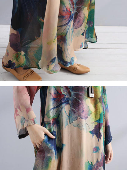 Plus Size Charming Women Casual Loose Floral Long Sleeve Dress LL025 BUYKUD