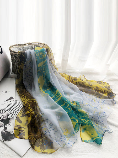 Women Colorblock Print Travel Shawl Scarf SC1037 Ada Fashion