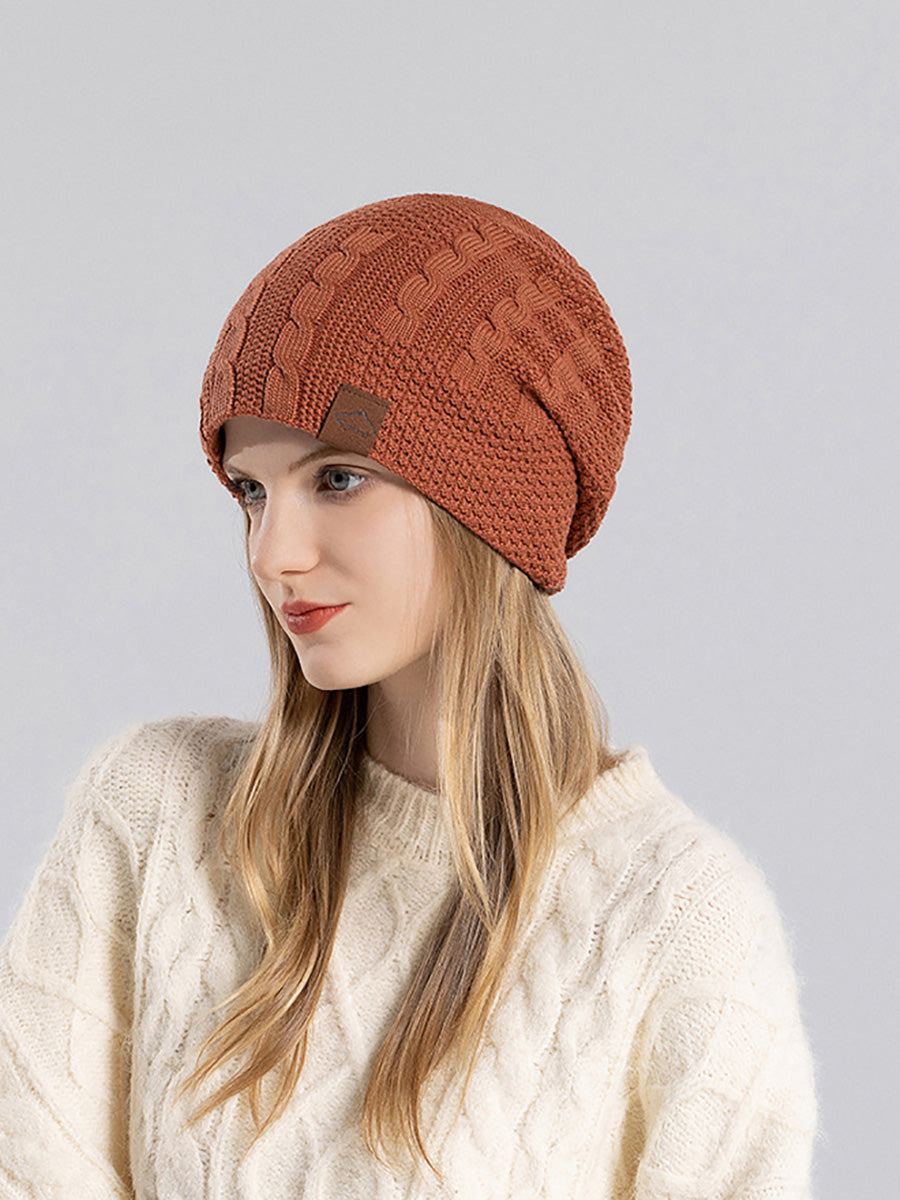 Women Winter Casual Fleece-lined Knit Solid Hat AH1066 BUYKUD