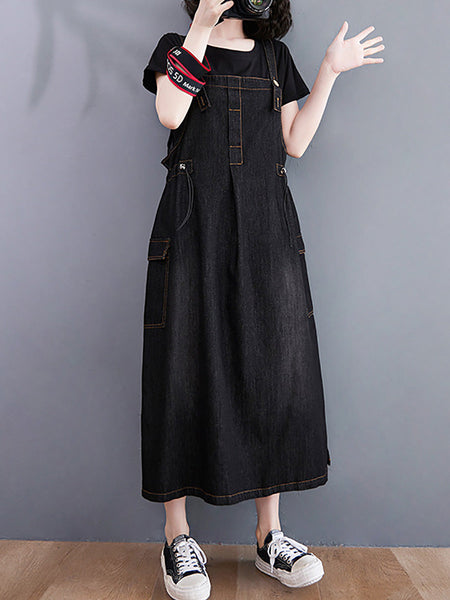 Women Summer Casual Solid Denim Vest Dress CO1021 Ada Fashion