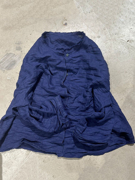 Solid Loose Women Blouse Vintage Collar Stand Ramie FashionChic