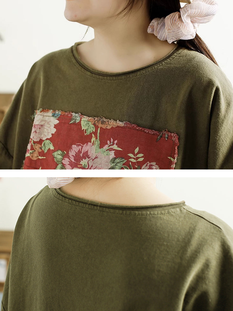 Women Summer Vintage Floral Spliced Cotton Shirt TY1042 Ada Fashion