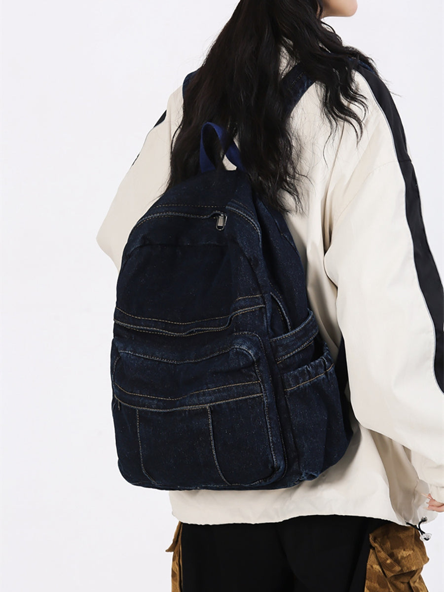 Vintage Denim Spliced Large Capacity Shoulder Bag CV1024 Ada Fashion