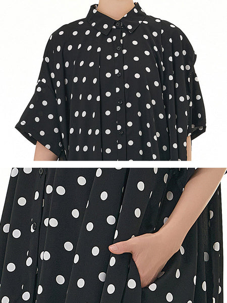 Women Casual Summer Dot Irregular Hem Loose Shirt KL1002 Ada Fashion