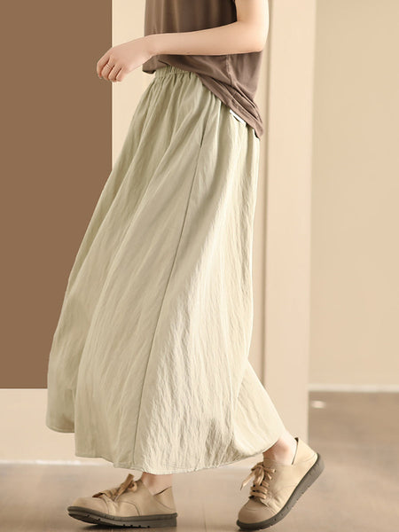 Women Summer Casual Solid Cotton A-shape Skirt KL1014 Ada Fashion