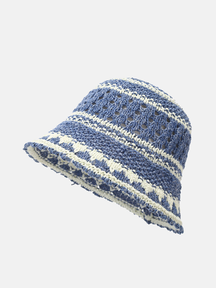 Women Summer Artsy Colorblock Weave Sunproof Hat CX050 BUYKUD