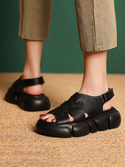 Women Summer Leather Spliced Solid Platform Sandals UI1026 Ada Fashion