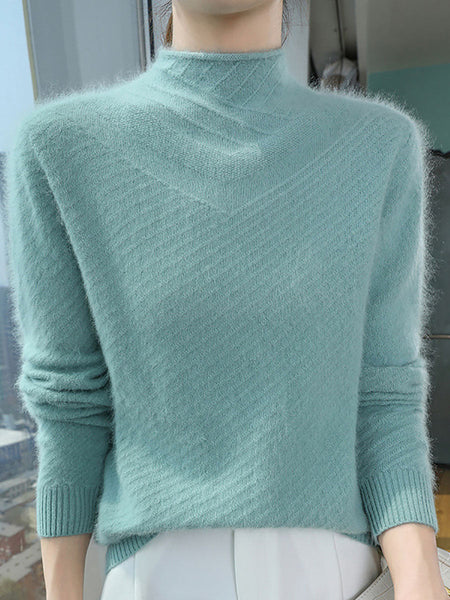 Women Autumn Half Turtleneck Wool Warm Knit Sweater AV1008 Genistyle Shop
