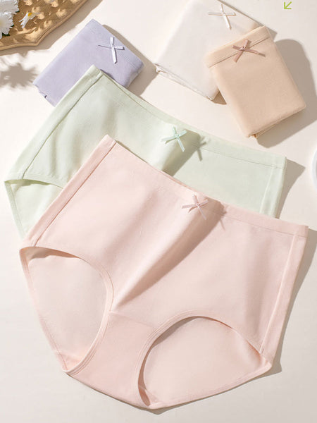 Women 6 Pure Color Underwear Pieces Summer Cotton FashionChic