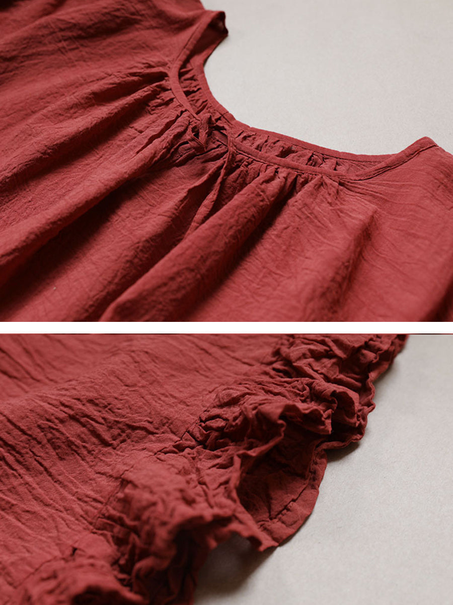 Women Artsy Summer Solid Loose Cotton Dress KL1003 Ada Fashion