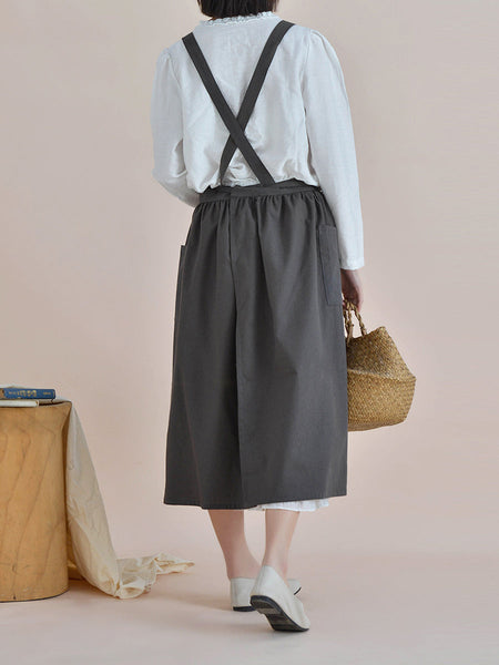 Women Casual Solid Summer Cotton Apron Dress KL1041 Ada Fashion
