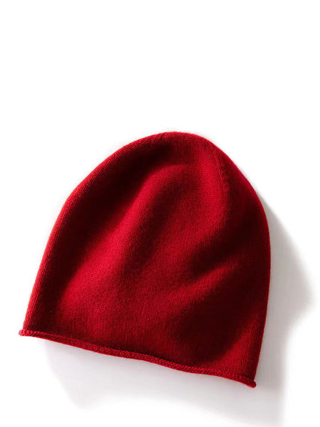 Women Casual Solid Hemming 100%Cashmere Knit Hat BA1068 Genistyle Shop