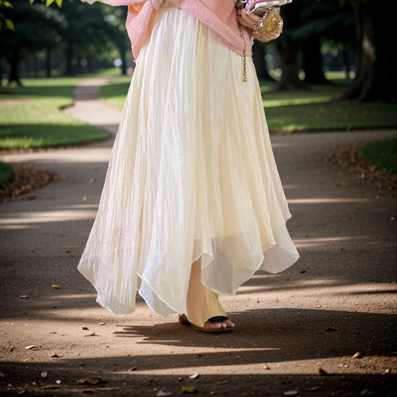 Italian White Ruffled High Waist Cotton Skirt Summer F4162 Ada Fashion