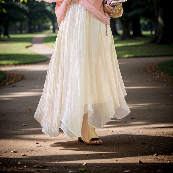 Italian White Ruffled High Waist Cotton Skirt Summer F4162 Ada Fashion