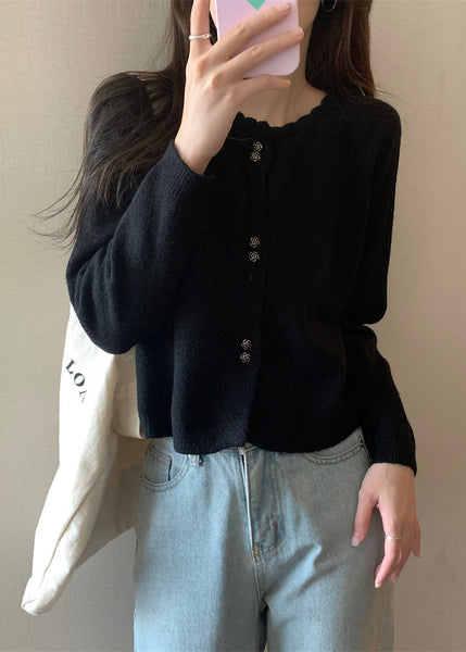 Beautiful Purple O Neck Button Short Knit Coat Fall QC040 shopify