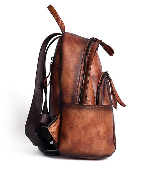 Women Retro Leather Zipper Large Capacity Backpack AH1079 AMRMY