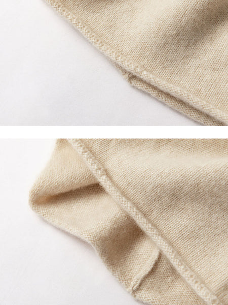 Women Casual Solid Hemming 100%Cashmere Knit Hat BA1068 Genistyle Shop