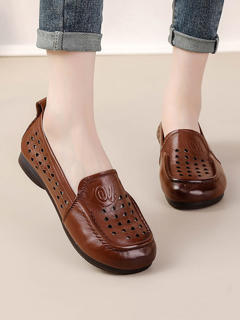 Women Summer Casual Cutout Genuine Leather Shoes OO1020 BC