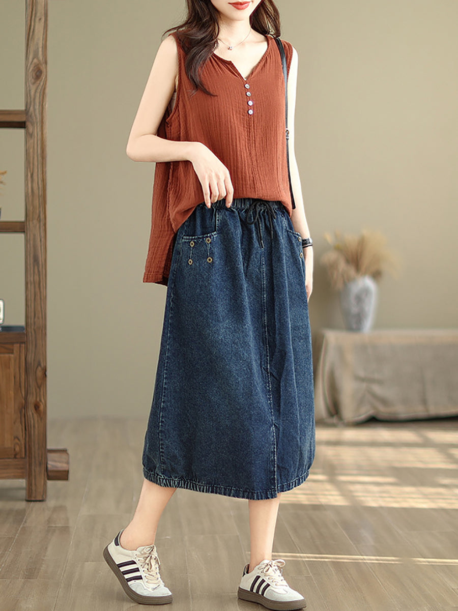 Women Summer Casual Denim Skirt KL1036 Ada Fashion