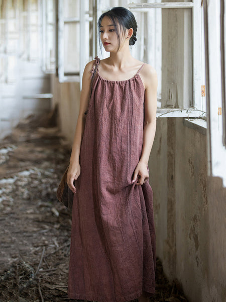 Plus Size Women Summer Vintage Solid Loose Vest Dress II1058 BXF