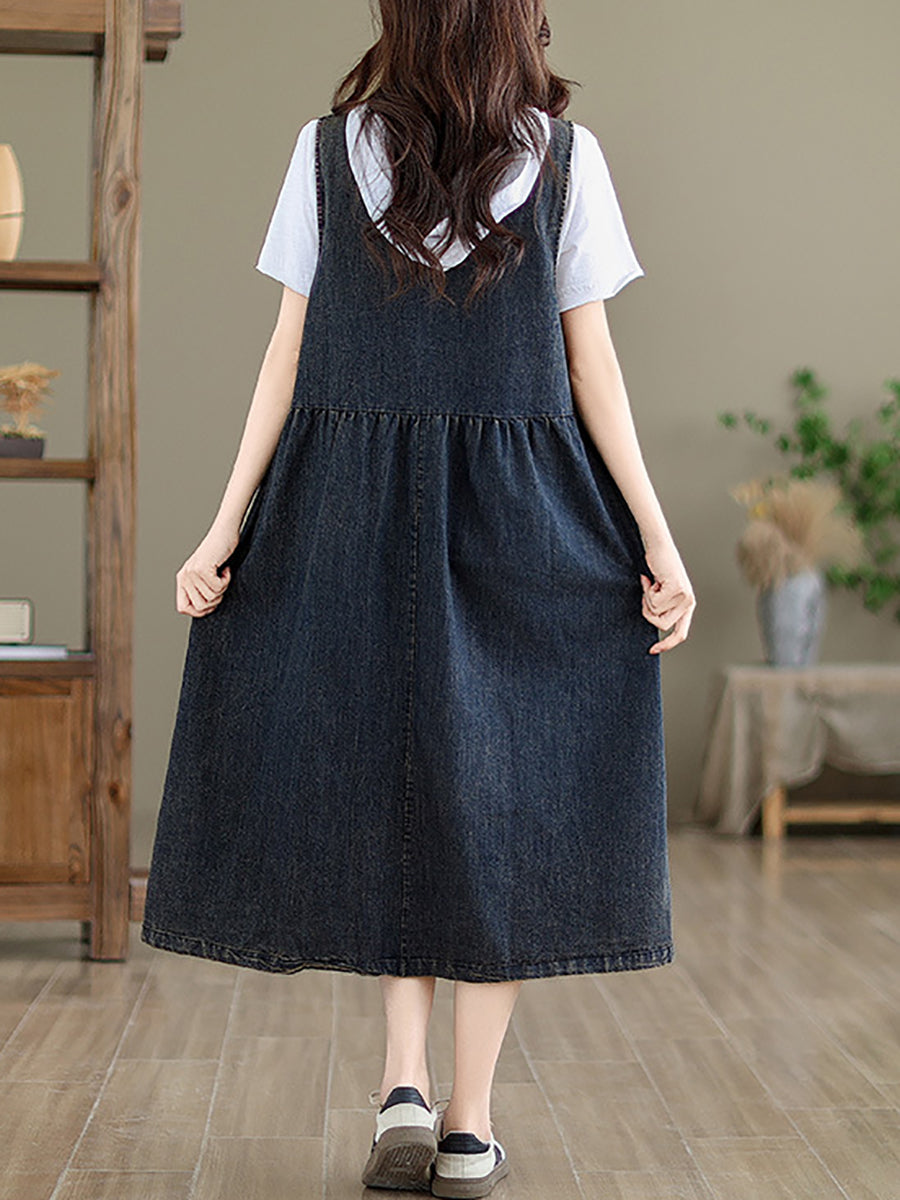 Women Casual Summer Solid Denim Vest Dress BN1012 Ada Fashion