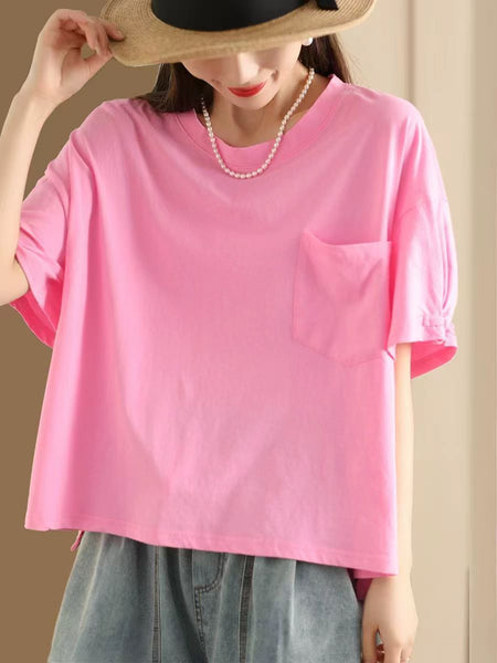 Women Summer Casual Solid Loose Cotton Shirt TY1004 Ada Fashion