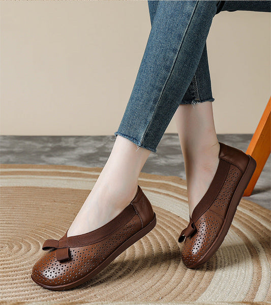 Genuine Leather Women Shoes Casual Soft Flat FashionChic