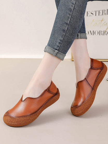 Women Summer Solid Soft Genuine Leather Flat Shoes CX042 BC