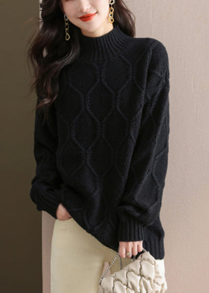 Women Coffee Turtleneck Cotton Knit Sweaters Winter WD040 OL-NTP241103