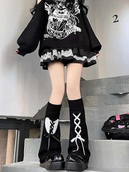 Knitted Colors 3 Design Leg Pattern Warmers Heart Asymmetrical Straps FashionChic
