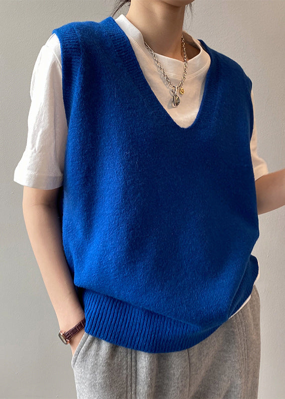 Simple Red V Neck Versatile Knit Vest Sleeveless WD023 HS-VTP241103