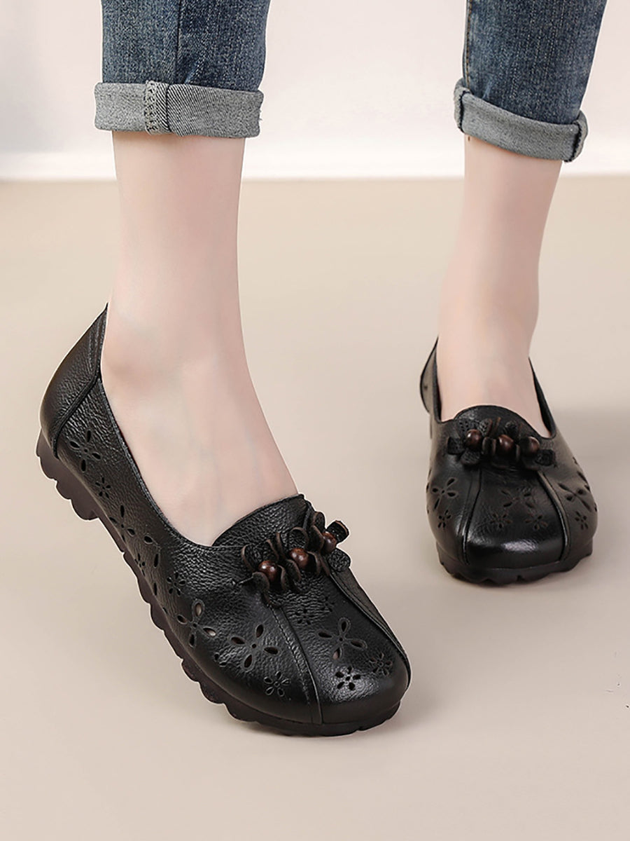 Women Summer Vintage Leather Flower Cutout Shoes FG1026 Ada Fashion