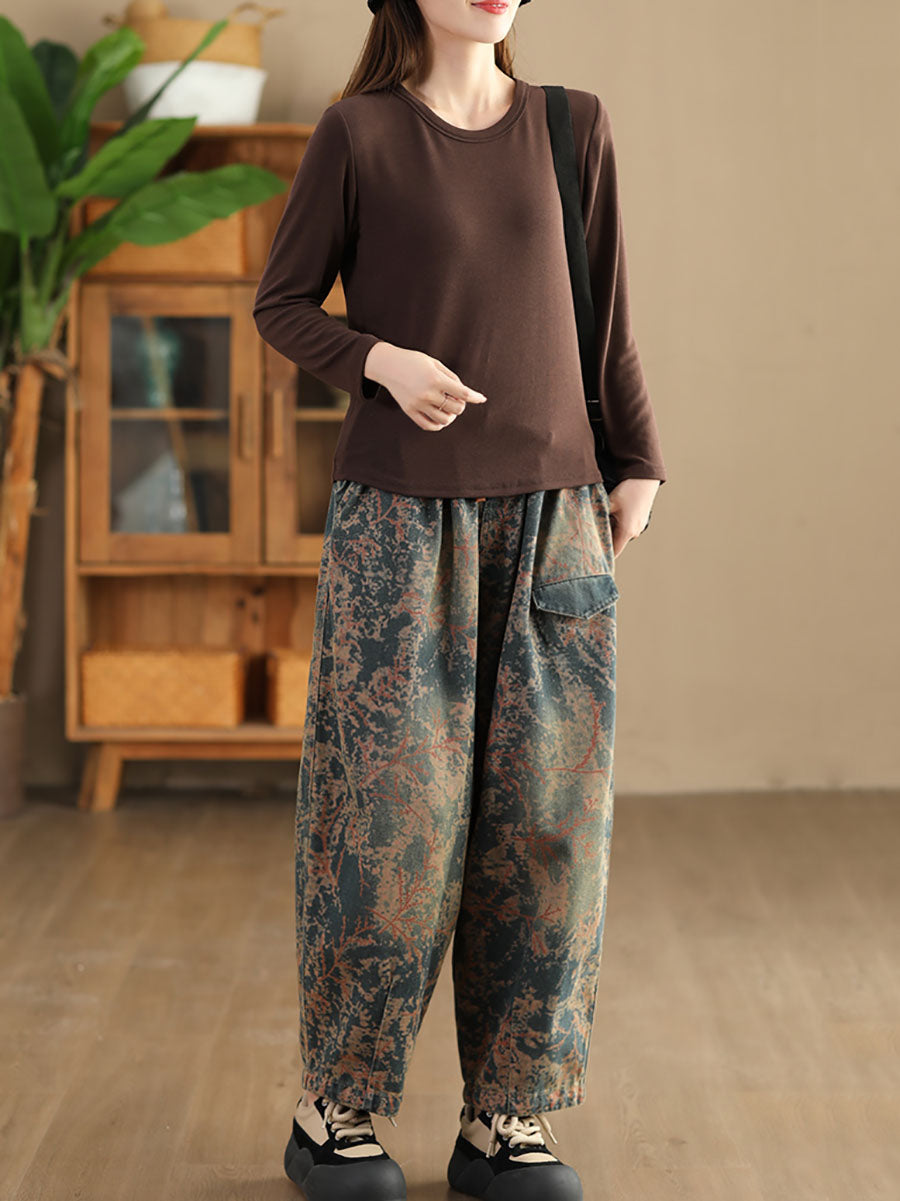 Women Casual  Tie-dye Autumn Strap Denim Harem Pants AI1028 YYMY