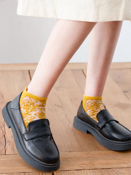 5 Pairs Women Flower Jacquard Summer Socks AA1026 Ada Fashion
