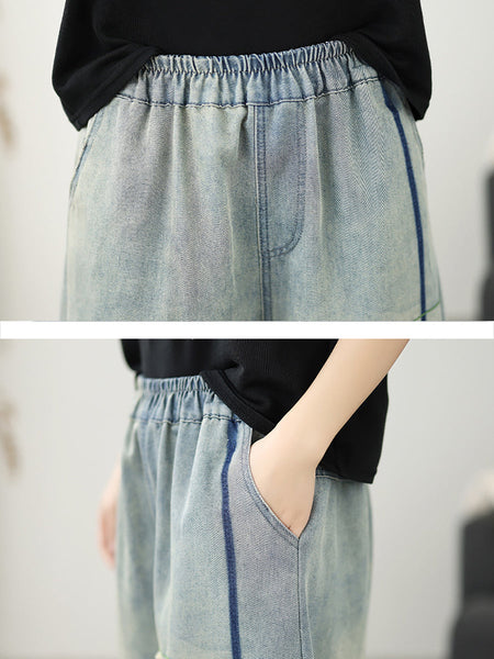 Pants Frayed Retro Denim Harem Women FashionChic